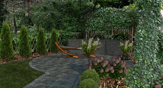 wizualizacja przedstawiająca projekt ogrodu